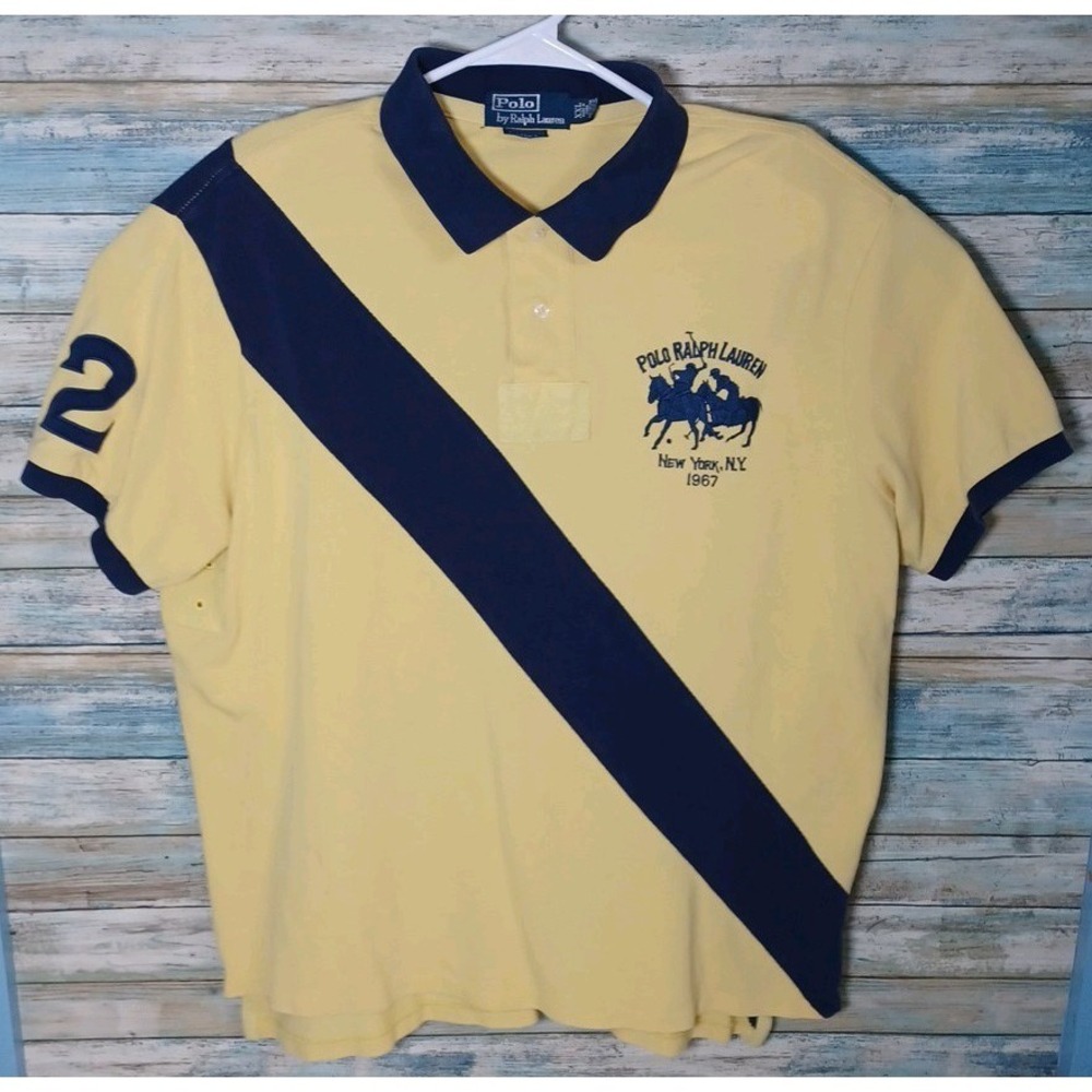Polo Ralph Lauren Men's Custon Fit Short Sleeve Striped Rugby Style Size XXL - Picture 5 of 6